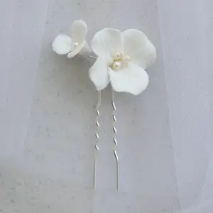 Céramiques faites à la main Fleur Épingle à Cheveux De Mariée Accessoires De Cheveux De Mariage Demoiselles D'honneur Cheveux Autocollant