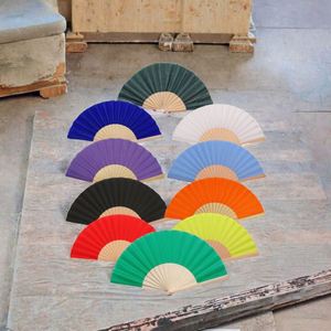 Abanicos de Bambú Hechos a Mano de Estilo Folclórico Moderno y Sencillo, de 23 cm, en Colores Sólidos, para Bodas, Fiestas y Regalos Empresariales - Product Image 2