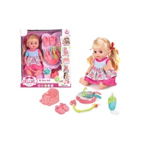 14 "12 types de sons Lovely Baby Doll Toy Pretend Play My First Doll Fonction d'alimentation et de pipi avec mamelon et accessoires de pot