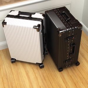 Unisex Carry-On <b>Suitcase</b> 20 Inch With Lock Water Resistant Swivel Wheels Stripe Pattern For Leisure Travel - Product Image 1