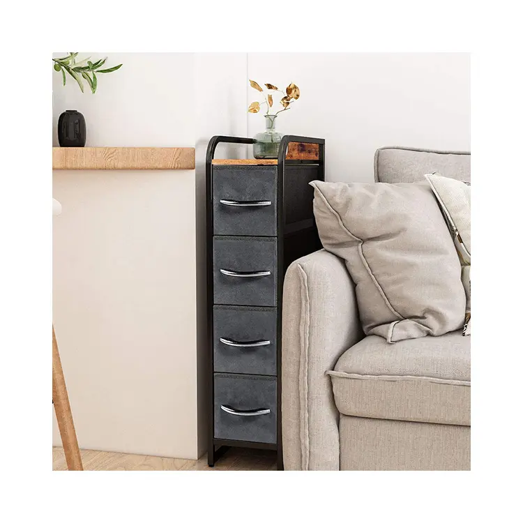 Customized 5L-601 Narrow Dresser Storage Vertical 4-Tier Organizer Tower Unit for Bedroom Hot Sale 4 Drawers Chest