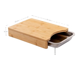Planche à découper en bambou, planche à découper en bambou avec tiroir en acier inoxydable - Product Image 1