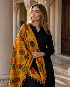 Châle brodé de qualité supérieure, imprimé numérique floral, à longues franges, écharpe d'hiver confortable, chaude, respirante, durable, élégante et réversible - Product Image 3