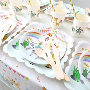 Ensemble <span class=keywords><strong>de</strong></span> couverts pour fête d'anniversaire d'enfants, assiette à gâteau, <span class=keywords><strong>table</strong></span> <span class=keywords><strong>de</strong></span> dessert, nappe, assiette <span class=keywords><strong>de</strong></span> <span class=keywords><strong>maternelle</strong></span>, assiette en papier jetable, assiette en papier pour animaux - Product Image 6