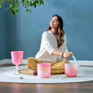Ensemble de bols chantants et de calices en cristal de quartz couleur rêve 440Hz/432Hz Success, pour la sonothérapie et l'alchimie sonore - Product Image 4