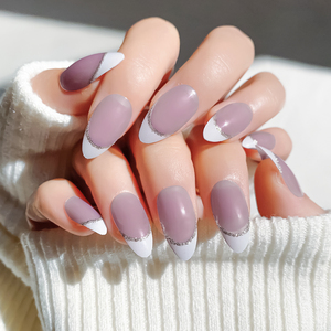 OEM-esmalte de <span class=keywords><strong>uñas</strong></span> postizas con forma de almendro, 24 unidades, <span class=keywords><strong>Color</strong></span> amarillo, francés, estilo Simple - Product Image 4