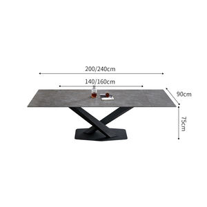 Table à manger moderne extensible en pierre frittée ensemble de 6 chaises table à manger de luxe ensemble de 6 places Foshan meubles d'usine en pin recyclé - Product Image 5