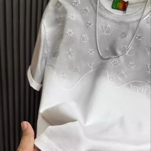 T-shirt décontracté pour homme, coupe classique, manches courtes, imprimé numérique, tricoté de haute qualité, couleur unie, respirant, en Spandex/Polyester - Product Image 2