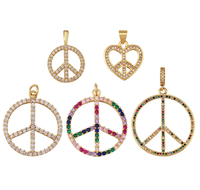 Pendentif Rond Diamant Coloré avec Logo Paix, Bracelet Tendance, Accessoires de Bijoux, Pendentifs et Breloques Ronds
