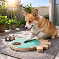 Papan Cakar Anjing Kayu Solid Berputar dengan Mangkuk Stainless Steel, Mainan Puzzle Pengisi Makanan Lambat, Pengayaan Interaktif untuk Anjing