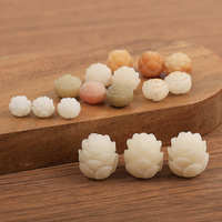 Jade blanco Bodhi Root Lotus tallado cuentas dispersas carbón flores flotantes semillas artesanías creativas DIY cuentas redondas pulsera
