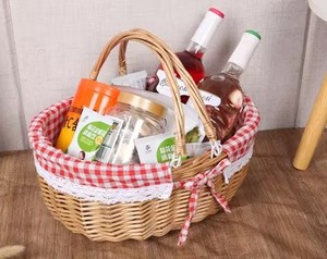 Cesto da Picnic in <span class=keywords><strong>Vimini</strong></span> con Doppio Manico e Fodera in Lino, Cesto Portatile per Frutta e Regali, Direttamente dalla Fabbrica - Product Image 6