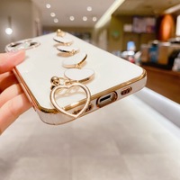 TPU souple 3D coeur placage avec bracelet pare-chocs couverture arrière pour iphone 14 13 12 11 promax luxe électrolytique chaîne sangle