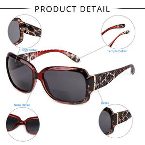 卸売ファッションクラシックスネークスキンプリントスクエア長方形女性サンリーダー100% UV遠近両用老眼鏡 - Product Image 6