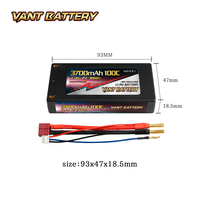 Baterai Li-Po VANT LCG Shorty 2S 100C 3700mAh Akku dengan casing Bullet 4MM panjang 93mm atau 95mm untuk Mobil RC