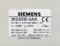 Desconectador de Carga de 3 Pines y 400A, 3KE4330-0AA, Nuevo y Original
