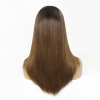 Perruque juive de luxe en dentelle multicouche, ombrée marron, cheveux humains européens lisses, perruque casher pré-épilée pour femmes