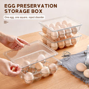 ถาดใส่ไข่พลาสติกพร้อมฝาปิดถาดใส่อาหารวางซ้อนกันได้ถาดเก็บไข่อเนกประสงค์สำหรับห้องครัวทำความสะอาดง่าย - Product Image 4