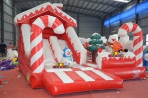 Castillo Inflable Comercial con Tobogán <span class=keywords><strong>de</strong></span> Navidad, Diseño <span class=keywords><strong>de</strong></span> Bastón <span class=keywords><strong>de</strong></span> Caramelo, Muñeco <span class=keywords><strong>de</strong></span> Nieve y Reno, PVC Resistente EN14960 para Negocios <span class=keywords><strong>de</strong></span> Alquiler - Product Image 2