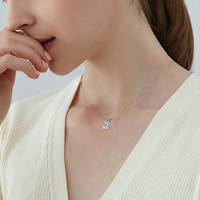 Collier Pendentif Moissanite Ronde 1ct 2ct 3ct en Argent Sterling 925 Plaqué Or VVS avec Certificat GRA