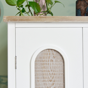 Elegante Gabinete de Almacenamiento de Madera Maciza Blanca de Estilo Europeo Moderno y Rústico con 4 Cajones para Dormitorio, Sala de Estar, Comedor, Hotel, Casa de Campo - Product Image 4