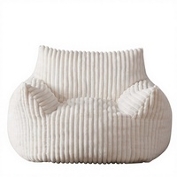 Fauteuil pouf contemporain en velours côtelé pour salon moderne, confortable et inclinable, style minimaliste