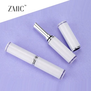 Venta caliente forma redonda lápiz labial tubo blanco plata lápiz labial contenedor alta calidad boca oblicua lápiz labial - Product Image 1