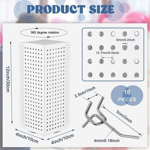 Rotating Jewelry Display Rack With Pegboard Hooks For Earrings And Keychains Storage Organizer 360 Degree Turntable Display - Product Image 4