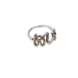 Retro Love <b>Ring</b> S925 <b>Sterling</b> <b>Silver</b> <b>Adjustable</b> Letter Design Everyday Wear Unisex Fine Jewelry - Product Image 5