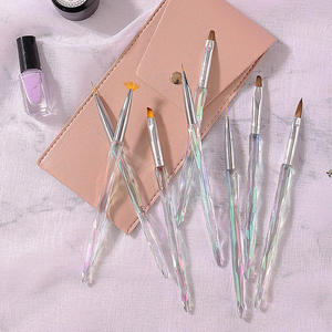 Customizable Crystal Handle Nail Brush Set Soft Nylon Bristle Gel Nail Art Painting Manicure Kit for Salon Wholesale Supply - Product Image 5
