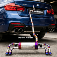 Système d'échappement Catback à valves en acier inoxydable 304 durable de style course, avec embouts quadruples bleus brûlés pour BMW 540i