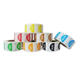 Hotel Tag für Woche Food Management Timing Aufkleber Barcode Label Rolle von 7 Rollen pro Set mit 500 Aufklebern pro Rolle Montag bis Sonntag