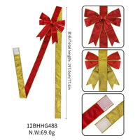MSD 2026 Nuevos Lazos Rojos Navideños para Ventanas, Decoración Festiva para el Hogar, Lazos de Cinta Dorada y Negra con Alambre