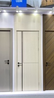 Porte en WPC imperméable au design moderne avec lignes décoratives CNC pour hôtels et villas haut de gamme, matériau principal bois PVC