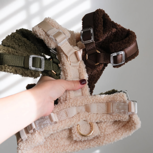 Harnais pour animaux de compagnie en peluche douce et confortable de luxe personnalisé Conception personnalisée Harnais en polaire pour chiot Harnais en sherpa pour chien - Product Image 3
