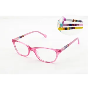New Cateye girls transparent eyeglasses flexible light kids acetate optical frames