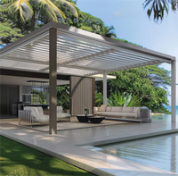 Pergola Extérieure Motorisée Entièrement Automatique à Lames Orientables en Aluminium avec Lumières, Tente Imperméable 5x3 3x4m