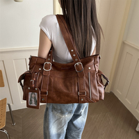 Sac à main vintage en PU pour femme, sac à bandoulière multi-poches, grande capacité, sac à main pour femme avec porte-cartes photo pour les déplacements quotidiens et les voyages