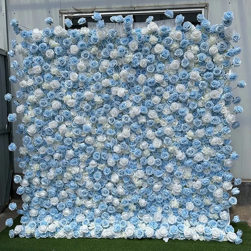 Blauwe Kunstmatige Bloem Muur Fiesta Feest Bruiloft Achtergrond Bloemenwandpaneel Pared De Flores Artificiales Azules Para Decoraties