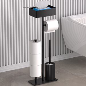 Portarotolo da Terra in Ferro da 60 cm, Design a Palo Singolo per Conservazione Sicura del <span class=keywords><strong>Rotolo</strong></span>, Organizzatore Durevole per il Bagno - Product Image 4