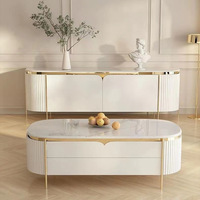 Mueble de TV y Mesa de Centro de Panel de Roca de Lujo Italiano Moderno con Almacenamiento para Sala de Estar y Uso en Hoteles, Diseño Ecológico