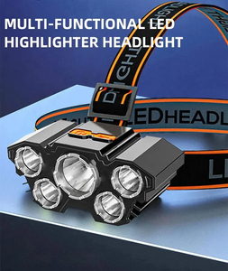 Lampe frontale rechargeable en gros (1 pièce), torche frontale portable 5 LED, éclairage de travail, lampe frontale pour la pêche, le camping et les voyages - Product Image 6