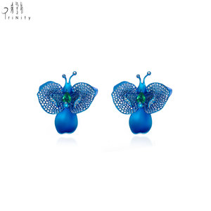 Hong Kong Supplier Phalaenopsis Design Titanium Jewelry 1 Carat Natural <b>Emerald</b> With 596Pcs Spinel <b>Stud</b> Earrings Gift For Women - Product Image 2