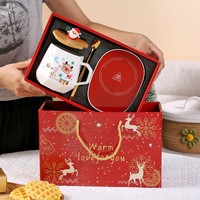 Nouvel Arrivage Coffret Cadeau de Noël Chauffe-tasse en Céramique Impression Logo Personnalisé Boîte Rouge Sac Mignon OEM ODM Vente en Gros Cadeaux d'Entreprise pour les Fêtes