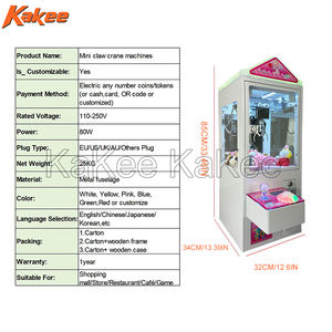 Low Noise Gasha Capsule Dolls Mini Claw Machine for Shopping Malls Plush Toy Vendor 24 House Profit <strong>Maker</strong> Crane Machine - Product Image 6