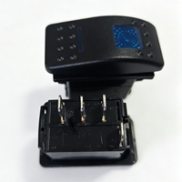 Interrupteur à bascule étanche SPDT (ON)-OFF-ON 4P DC12V24V avec couvercle noir et double éclairage bleu pour la modification de camions, motos, bateaux et embarcations marines