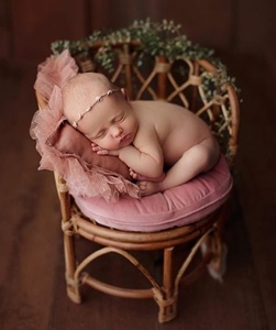 Chaise en rotin Vintage faite à la main pour enfants, accessoires de photographie pour nouveau-nés - Product Image 4