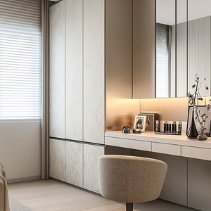 Factory-direct Custom Bedroom Furniture Sets Featuring a <b>Vanity</b> with Built-in LED <b>Lighting</b> and a Wardrobe - Product Image 2
