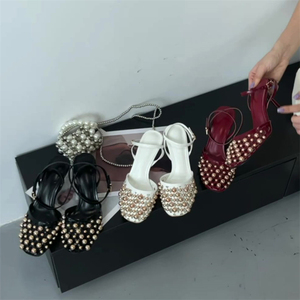 Nuevas Sandalias de Primavera 2025 con Punta Cuadrada y Remaches Metálicos, Zapatos Slingback de Tacón Alto Rojo Estilo Stiletto Francés - Product Image 6