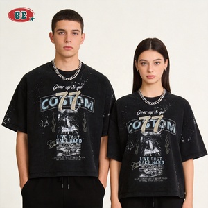 T-shirt Vintage con Strass da <span class=keywords><strong>Uomo</strong></span>, Spalle Cadenti, Alta Qualità, Lusso, All'ingrosso, Streetwear, Designer, Stampa DTG, Grafica - Product Image 3